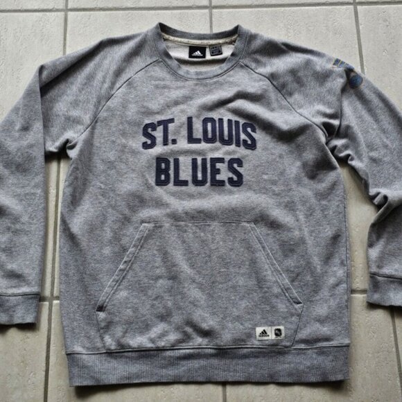 Mens Adidas NHL St. Louis Blues Sweater Sweatshirt Size Extra Large XL Gray - Picture 1 of 1
